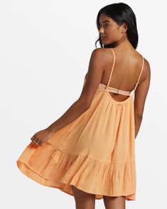 Women's Beach Cover-Up V-Neckline Adjustable Straps Low Back Floaty Fit Ruffle at Hem Viscose Cotton Gauze Blend Fabric 60% Viscose / 40% Cotton SKU: ABJX600144-NGF0 Billabong Girls, Billabong Swim, Swim Cover Up Dress, Beach Cruise, Dress Drape, Surf Tshirt, Billabong Women, Bathing Suit Covers, Bathing Suit Cover Up