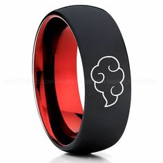 a black and red ring with an image of a brain on it