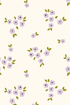 a white background with purple flowers and green leaves