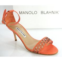 Manolo Blahnik Coral Leather Maurila Ankle Chaos Cuff Sandals Size 36.5 Nib $815 New With Box Condition Notes: May Have Been A Try On Or Display Pair Geometric Cutouts Amplify The Modern Sophistication Of A Leather-Crafted Italian Sandal Topped With A Slim Ankle Strap. 3" Heel; 70mm Pitch. Adjustable Ankle Strap With Buckle Closure. Leather Upper, Lining And Sole. By Manolo Blahnik; Made In Italy. Insole Length (Aprox): 9 3/8" Purchased From A Brand Authorized Retail Store's Display Floor Msrp: Leather Sandals With Reinforced Heel For Wedding, Designer Almond Toe Sandals For Cocktail, Designer Almond Toe Cocktail Sandals, Designer Ankle Strap Sandals For Cocktail, Designer Ankle Strap Sandals For Cocktail Occasions, Designer Ankle Strap Sandals For Cocktail Events, Manolo Blahnik Kitten Heels, Manolo Blahnik Pink, Manolo Blahnik Flats