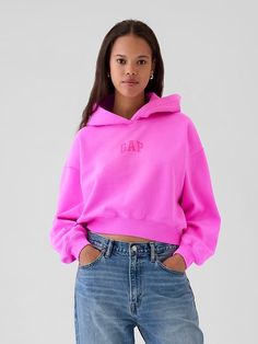 Arch Logo Cropped Hoodie | Gap Adrette Outfits, Hoodie Gap, Gap Sweatshirt, Arch Logo, Gap Logo, Bold Logo, Cute Preppy Outfits, Vintage Soft, Cropped Sweatshirt