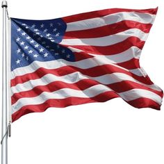 an american flag flying in the wind