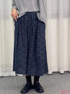 Qteee - Cotton Linen Midi Skirt with Floral Prints - Artistic and Vintage-inspired Elastic Waist Skirt in Long Length Linen Midi Skirt, Floral Print Midi Skirt, Cotton Midi Skirt, Blue Crush, Elastic Waist Skirt, Half Skirt, Peasant Style, Printed Midi Skirt, Floral Midi Skirt