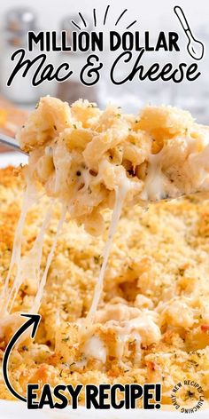 a close up of a casserole dish with cheese being lifted from the casserole