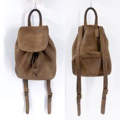 Vintage Coach Sonoma Backpack 4938 Chamois Tan Nubuck Leather Vintage Condition With Mild Cracking To The Leather And Darkening Discoloration To Handle, Small 0.25" Mark On The Left Upper Portion Of The Bag As Shown In The Last Photo And Leather On Key Chain Is Separating Otherwise In Excellent Condition From A Smoke And Pet Free Home Made In Italy In The 90's Gorgeous Rugged Nubuck Leather, Minimal Brass Hardware, Drawstring Top Closure, Clean Interior With Zipper Pocket, Dual Adjustable Straps, Top Handle Height 11.5" Width 10.5" Depth 6" Classic / Classy / Rare / Unicorn / Collectors Item / Beige / Sand / Brown / Neutral / Versatile / Comfortable / Medium / Large / Effortless / Hard Brown Leather Backpack With Trim For On-the-go, Coach Brown Standard Backpack, Coach Travel Bag In Soft Leather, Coach Brown Backpack, Coach Brown Backpack For Everyday Use, Coach Soft Leather Travel Bag, Coach Brown Backpack For On-the-go, Coach Brown Leather Backpack For Daily Use, Brown Coach Leather Backpack For Everyday Use