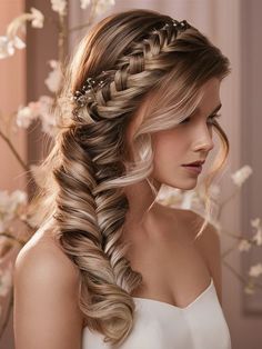 French Braid Headband, Waterfall Braid With Curls, Braids For Women, Elegant Braids, Cute Bun Hairstyles, French Braid Ponytail, Formal Hairstyles For Long Hair, French Braid Hairstyles, Highlights Brown Hair