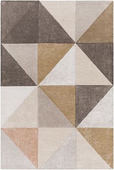 an area rug with different colors and shapes on it's sides, including brown, beige