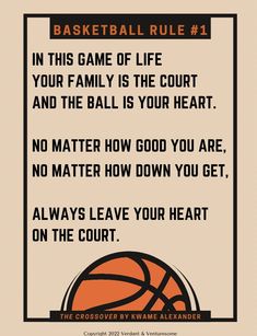 Set of posters with the ten basketball rules from Kwame Alexander's The Crossover. What To Bring To A Basketball Tournament, Basketball Lockscreen, Basketball Poster Design, Rules Of Basketball, Basketball Poster Ideas, Crossover Basketball, Basketball Schedule Poster, The Crossover Kwame Alexander, Basketball Fundraiser