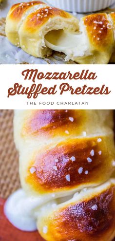 the food is made with mozzarella stuffed pretzels