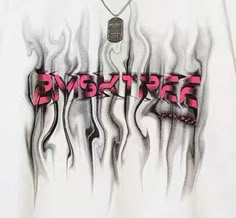 a t - shirt with the word destroy written on it in pink and black ink