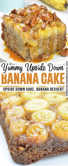 this yummy upside down banana cake is so good it's made with only 3 ingredients