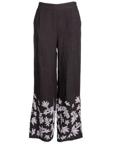 Breezy and cool! Embroidered Wide-leg Pants For Summer, Embroidered Wide-leg Summer Pants, Floral Embroidered Wide-leg Pants, Non-stretch Embroidered Trousers, Embroidered Linen Wide-leg Bottoms, Embroidered Pants, Dress With Jean Jacket, Summer Blouses, Jumpsuit Trousers