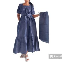 This Item Comes With A Large Matching Denim Scarf. Available Sizes: Free Size & Plus Size. ( Free Size Fits Small Size , Medium Size , Large Size , Extra Large Size. Plus Size Fits 1x Size , 2x Size , 3x Size ) - Short Sleeves - Denim Print - 100% Cotton - Floor Length - Side Pockets For Wholesale Inquires Please Message Us. Maxi Dress With Scarf, Denim Scarf, Long Denim Dress, Dress With Scarf, Denim Print, Beautiful Maxi Dresses, Plus Size Fits, Maxi Slip Dress, Floor Length Gown