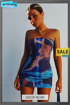 Women's Spring Fashion Print Strapless Slim Fit Jumpsuit Dress Chic Backless Tube Top For Summer, One-shoulder Tube Top For Date Night Summer, Summer Backless Tube Top For Beach, Bandeau Tube Top For Night Out In Summer, Bandeau Tube Top For Summer Nights, Blue Off-shoulder Tube Top For Summer, Strapless Tube Top For Summer Night Out, Off-shoulder Tube Top For Summer Night Out, Off-shoulder Tube Top For Summer Nights