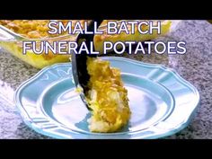 Small Batch Funeral Potatoes - AKA cheesy potato casserole with corn flakes, party potatoes, or potluck potatoes - scaled down to make a great side dish. Small Batch Cheesy Hashbrown Casserole, Small Batch Cheesy Potatoes, Potluck Cheesy Potatoes, Potluck Potatoes, Cheesy Potatoes With Corn Flakes, Potato Casserole With Corn Flakes, Casserole With Corn, The Wholesome Dish, Potato Casserole Recipes Hash Brown