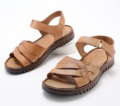 Designed for all-day comfort and summer-savvy style, these leather sandals effortlessly keep up with your calendar of casual events all season long. From Spring Step. Leather Sport Sandals For Beach And Spring, Comfortable Brown Sport Sandals For Spring, Summer Casual T-strap Sandals With Leather Lining, Casual T-strap Sandals With Leather Lining For Summer, Casual Summer T-strap Sandals With Leather Lining, Casual Leather-lined T-strap Sandals For Summer, Leather Sandals With Cushioned Footbed For Summer, Spring Leather Open Toe Sport Sandals, Casual Closed Toe Slingback Sandals With Leather Lining