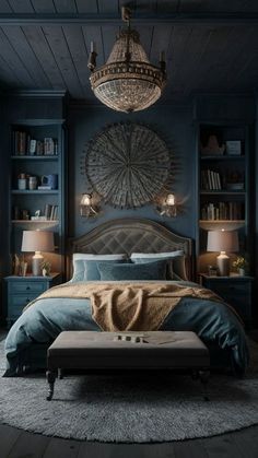 Home Decor: #homedecor, #interiordesign, #homedesign, #decor inspiration Blue Primary Bedroom Ideas, Cozy Primary Bedroom, Calm Bedroom, Plush Bedding, Cosy Bedroom, Bedroom Refresh, Blue Rooms, Blue Bedroom