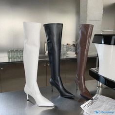 Orcajump - Sophisticated Knee-High Boots featuring Adjustable Chain Detail Knee Length Boots, Elegant High Heels, Beautiful High Heels, Winter Shoes For Women, Pointed Heels, Wedding Sandals, Winter Boots Women, Long Boots, Boots For Women