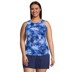 Modest swim style is effortless wearing this women's plus size Lands' End high-neck tankini top. Modest swim style is effortless wearing this women's plus size Lands' End high-neck tankini top. LYCRA® Xtra Life™ spandex, lasts up to 10 times longer than suits made with ordinary spandex Resists breakdown from chlorine, sunscreen, UV rays and sweat Bust minimizer design UPF 50 sun protection High neckline LinedFIT & SIZING Fits up to DD-cup size Soft cups Medium-Impact Kohl's Lands' End Women's Sw Modest Tankini, High Neck Tankini Top, Modest Swim, High Neck Tankini, Halter Swim Top, Floral Tankini, Underwire Tankini, Tankini Swimsuit Top, Tankini Swim Tops