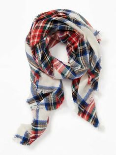 Flannel Blanket Scarf for Women Old Navy New with Tag Size: One-Size - Approximately 76" x 32" Color: White / Red Plaid                              **Smoke free / Pet free** Fit & SIZING Approximately 76" x 32". Soft, brushed flannel scarf, with raw-edge fringe. 100% acrylic.    Machine wash cold, tumble dry low.    Imported.    Product Details    Lovely. Elegant. Stylish. Cozy flannel and on-trend colors look good with everything.    And after long autum strolls, this blanket scarf transitions Scarf Photography, Long Flannel, Flannel Scarf, Scarf Display, Flannel Scarves, Scarf For Women, Chic Clothing, Wrap Shawl, Cozy Flannel