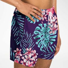 Keep your summer style on point with our Maris Equi Men's Floral Swim Shorts. Engineered for comfort and durability, this swimsuit is ideal for days spent by the water. Pair them with our matching shirts, flip flops, and swim briefs for a cohesive and fashionable ensemble. These swim trunks are handmade after you order them. Please allow 2 weeks for delivery. This suit has a lot of stretch and is very size friendly. If you want a tighter look, size down. This swimsuit has a shorter inseam for a Tropical Swim Trunks With Built-in Shorts, Tropical Swimwear With Built-in Shorts, Tropical Swimwear With Built-in Shorts For Vacation, Hawaiian Swimwear With Built-in Shorts For Vacation, Tropical Swim Trunks With Built-in Shorts For Beach Season, Tropical Swim Trunks With Built-in Shorts For Poolside, Tropical Swimwear With Built-in Shorts For Beach Season, Blue Short Boxer Briefs For Vacation, Casual Blue Boxer Briefs For Beach Season