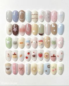 Nub Nail Designs, Cute Nails Autumn, Simple Natural Nail Art, Crazy Cute Nails, Funky Colorful Nails, Cute Natural Nail Ideas, Clean Looking Nails, Aesthetic Korean Nails, Pastel Nails Coffin