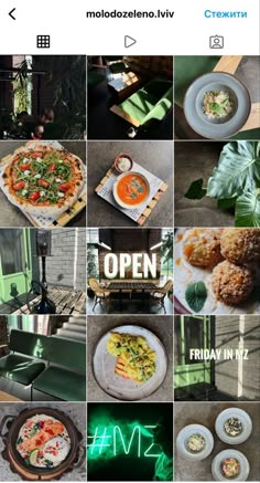 a collage of photos with different food items