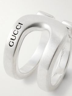 Equestrian references are often incorporated in Gucci's designs, take this stirrup-shaped ring for example. It's been cast in Italy from burnished sterling silver and neatly engraved with the house's moniker. Shop Gucci, Silver Ring For Men, Gucci Collection, Gucci Logo, Ring For Men, Stirrups, Gucci Accessories, Mr Porter, Sterling Silver Ring