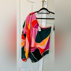 New With Tags From Local Boutique. The Hanger Doesn’t Do This Blouse Justice. One Shouldered And Flowy. Please Message Me With Any Additional Questions! Summer Party Blouse With Vibrant Print, Chic Multicolor One-shoulder Top, Chic One-shoulder Multicolor Top, Fitted Multicolor One Shoulder Top, Bold Tops For Summer Party, Bold Red Tops For Spring, Bold Summer Party Tops, Casual Tops With Vibrant Print For Party, Red Printed Party Blouse