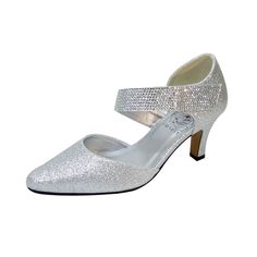 FLORAL Sarah women's extra wide width evening dress pump is a stunning choice. This ladies open shank 2.5" mid heel with metallic glitter upper finish features a crystal ornamented diagonal hook and loop fastener strap, adding a touch of elegance to your wardrobe for all those special engagements. Features: Extra Wide Width (E) Synthetic Rubber Sole 2.5" Mid-Heel Diagonal Hook and Loop Fastener Strap Maximum Traction Outsole Questions? Contact Us Anytime Pewter Dress Shoes, Pewter Dress, Dress Heels, Bling Shoes, Wedding Dress Shoes, Bridesmaid Shoes, Wide Width Shoes, Bride Shoes, Pointed Toe Heels