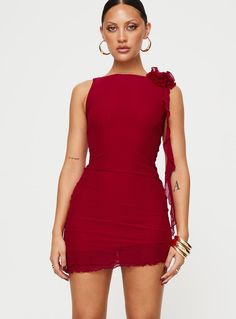 Lorello Mini Dress Red Mini Dress Red, Vegas Dresses, Dress Night Out, Clubbing Outfits, Valentines Day Dresses, Mesh Mini Dress, Princess Polly Dresses, Polly Dress, Fleece Dress