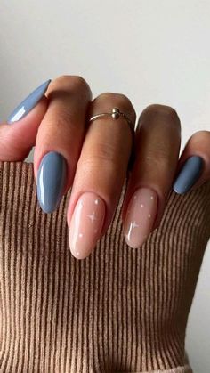 Subtle Nails, Simple Gel Nails, Casual Nails, Her Nails, Nail Arts, Cute Acrylic Nails, Nude Nails, Blue Nails, Nail Manicure