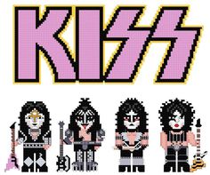 an image of the band kiss in pixellated style with text that says kiss on it