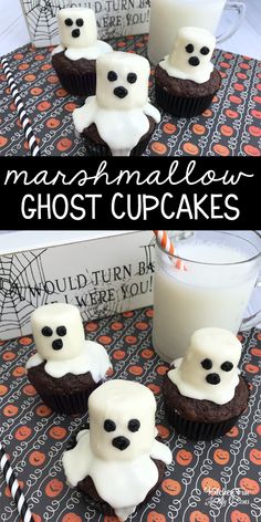 these marshmallow ghost cupcakes are so cute and easy to make