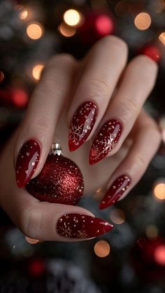 Xmas Nail Designs, Nail Art Noel, Christmas Gel, December Nails, Fancy Nails Designs, Nails Easy