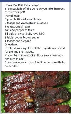 the recipe for ribs is shown in this screenshot