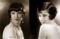 Downton Abbey Fashion Era - a popular bob cut in 1925 is that of Margaret Livingston, whose herself is of an unusual type anyway. Margaret introduced the novelty of pointed bangs, which give her a strange Egyptian look. Margaret Morris, one of the younger Paramount players, is another whose style is ingénue. Pointed Bangs, 1920s Bob, 1920s Hairstyles, Marie Prevost, Janet Gaynor, Pin Curl, Alice Faye, Soft Bangs, Hairstyles Bob