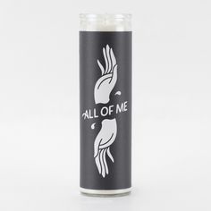 an all of me can be seen on a white background with black and white graphics