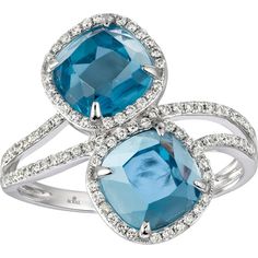 Dazzling 14K White Gold Blue Topaz & Diamond Ring Topaz Diamond Ring, Topaz Color, Understated Luxury, Royal Jewelry, Cushion Cut, Exquisite Design, Blue Topaz, Stone Color, Topaz