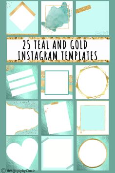 the 25 teal and gold instagram templates for photoshopped with text