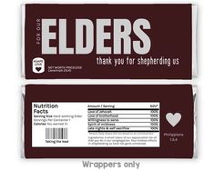 two chocolate bar wrappers with the label for elderrs