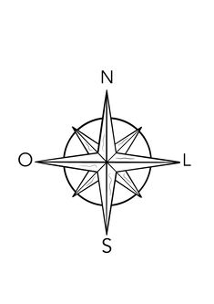 a black and white drawing of a compass on a white background with the letter s