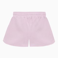 Lilac cotton shorts by Off-White featuring an elasticated waistband with drawstring, side pockets and a contrasting pink lettering logo on the front.100% Cotton