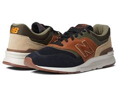 New Balance Classics 997H - Men's Classic Shoes : Workwear/Black : Add a retro sneaker style to you rotation with the New Balance Classics 997H. Textile upper with suede overlays with bootie construction. Lace-up closure provides a custom fit. New Balance branding at side. Mesh textile lining for added breathability. Padded footbed with textile overlay. ENCAP midsole technology for support and durability. ABZORB midsole cushions and absorbs impact. Imported. Measurements: Heel Height: 1 in Weigh Mid-top Sneakers With Boost Midsole For Fall, Fall Mid-top Sneakers With Boost Midsole, Brown Running Shoes With Cushioned Footbed And Round Toe, Low-top Sneakers With Boost Midsole For Fall, Fall Lace-up Sneakers With Boost Midsole, Fall Sports Sneakers With Boost Midsole, Cushioned Sneakers For Fall Streetwear, Fall Streetwear Sneakers With Cushioned Footbed, Fall Sports Sneakers With Rubber Sole