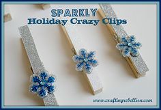 sparkley holiday crazy clips with snowflakes on them