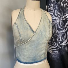 Super Cute But I Dont Have Any Cute Jeans That Match It :( Wrap Halter Top, Cute Jeans, Zara Tops, Halter Top, Blue Gray, Blue Grey, Super Cute