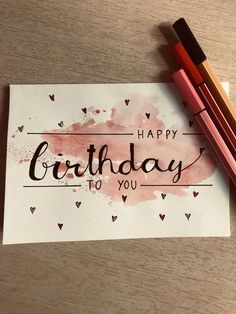 Cadeaubon خريطة ذهنية, Happy Birthday Cards Diy, Anniversaire Diy, Creative Birthday Cards, Hand Lettering Cards, Watercolor Birthday Cards, Birthday Card Drawing, Birthday Card Craft, Diy Birthday Gifts For Friends