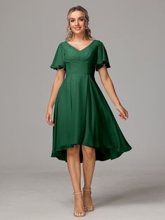 Dark_Green Bridesmaid Dresses Peacock, Green Bridesmaid Dresses Short, Green Knee Length Dress, Bridesmaid Dresses Green, Forest Green Bridesmaid Dresses, Dark Green Bridesmaid Dress, Knee Length Bridesmaid Dresses, Chiffon Bridesmaid Dresses, Green Bridesmaid