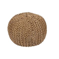 a brown knitted poufce on a white background