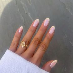 Mini Macaron, Basic Nails, Classy Acrylic Nails, Oval Nails, Neutral Nails, Yellow Nails, Pretty Acrylic Nails